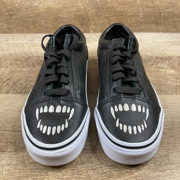 Vans Shoes - VANS Old Skool Fangs Black Leather Halloween Skate Shoes Womens 5 Mens 3.5 NEW